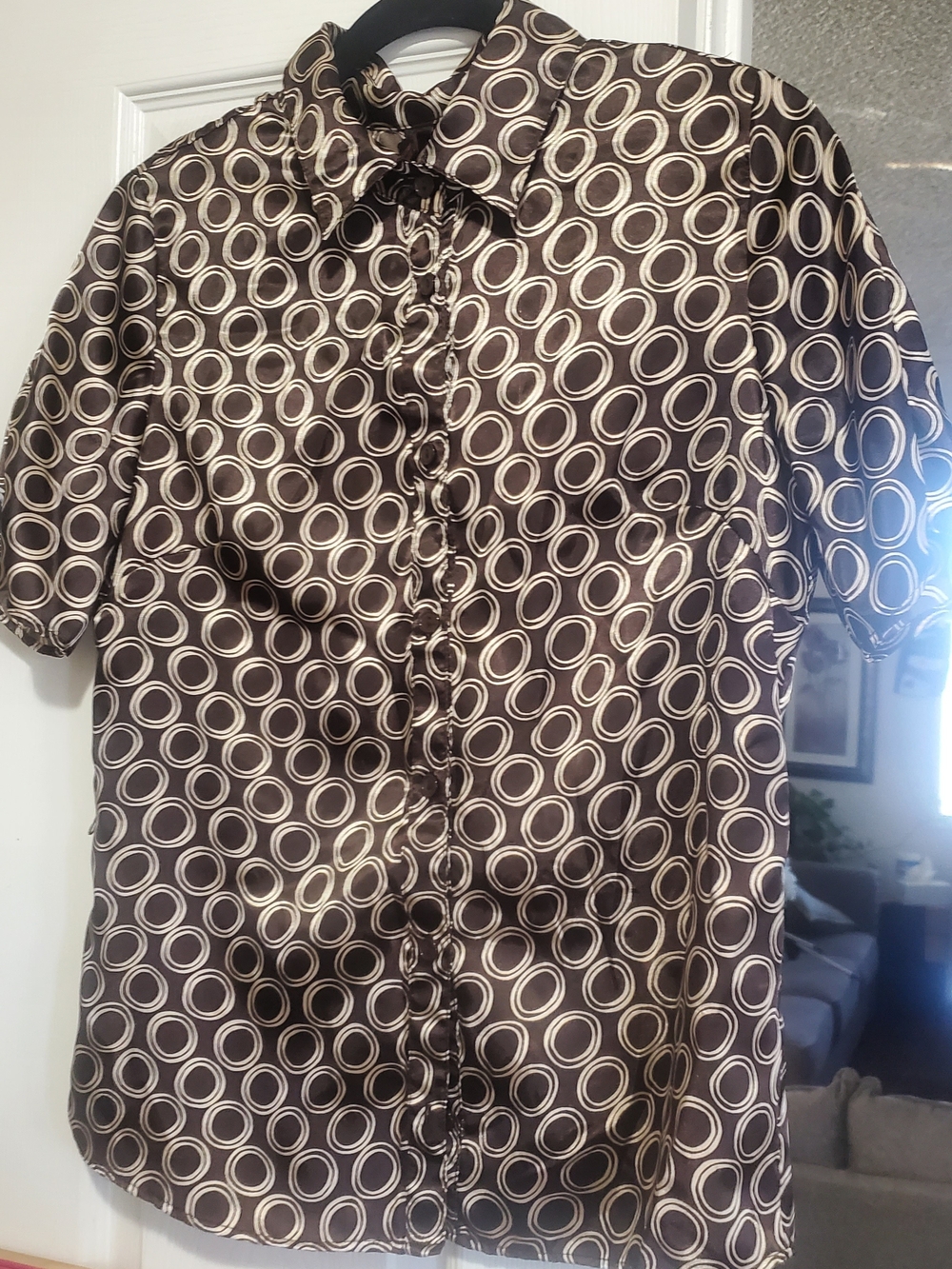 Men's Short-Sleeve Circle Print Shirt - Brown
